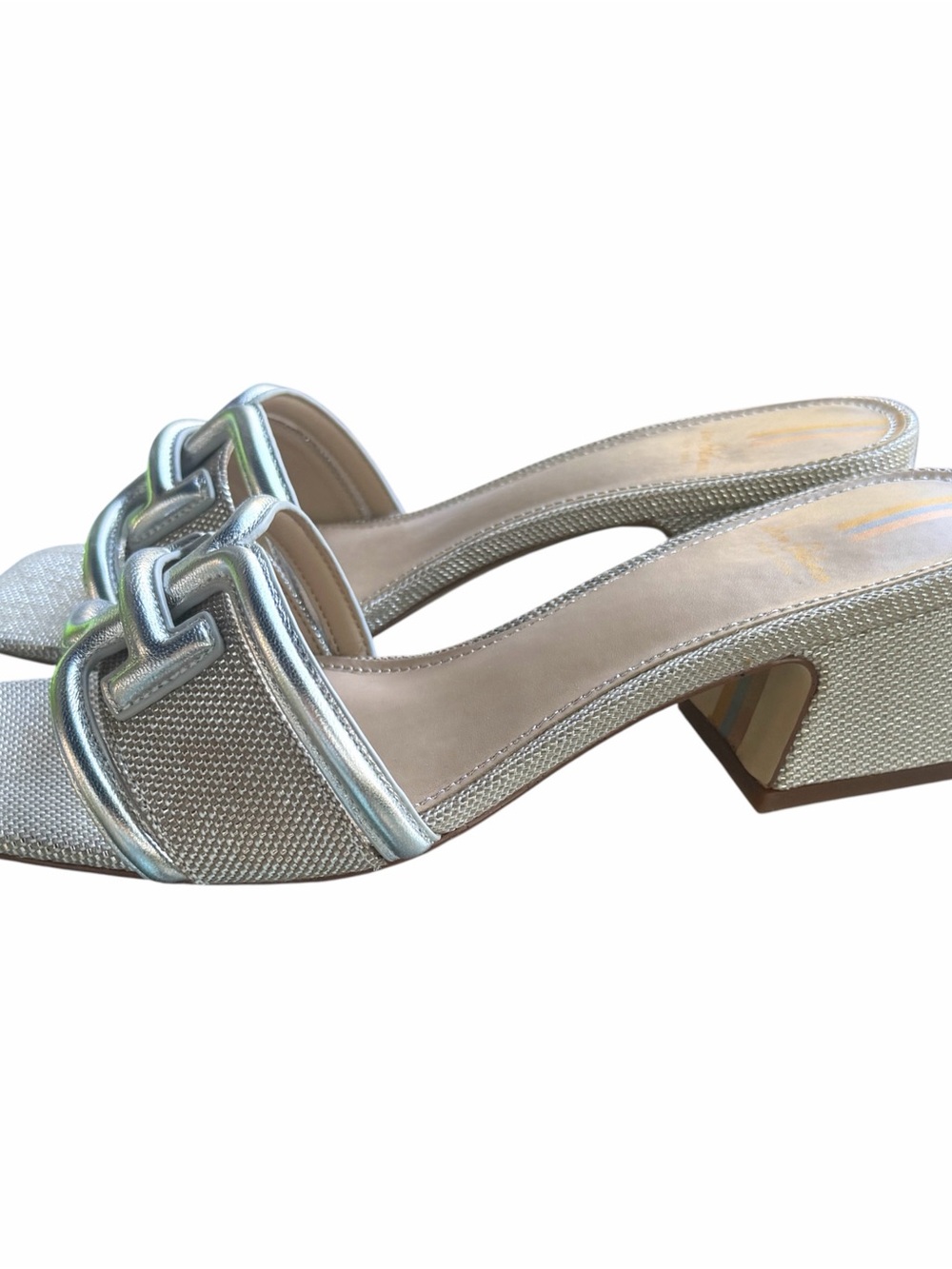 Sam Edelman Waylon Silver Slide Sandals Block Heel Size 7.5 NIB - Picture 4 of 10
